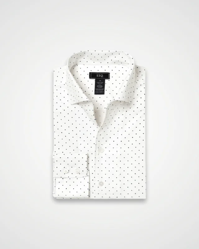 Napoli Bamboo White with Navy Polka Dot Shirt Sleek Men's Contemporary 