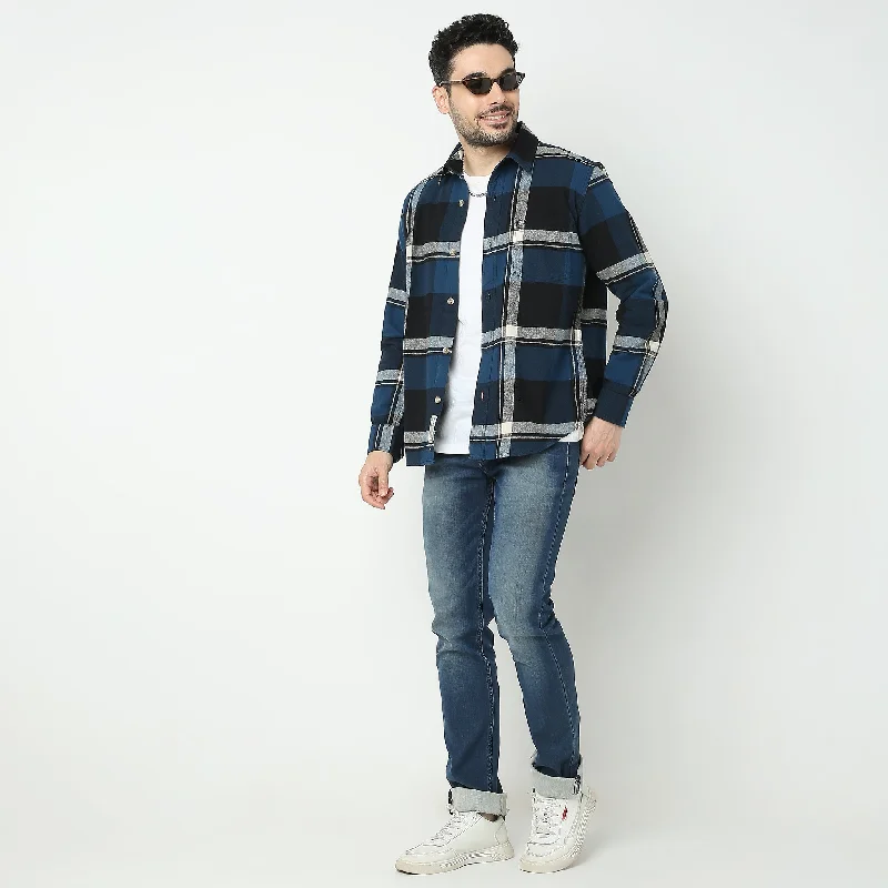 Regular Fit Checkered Shirt Laid