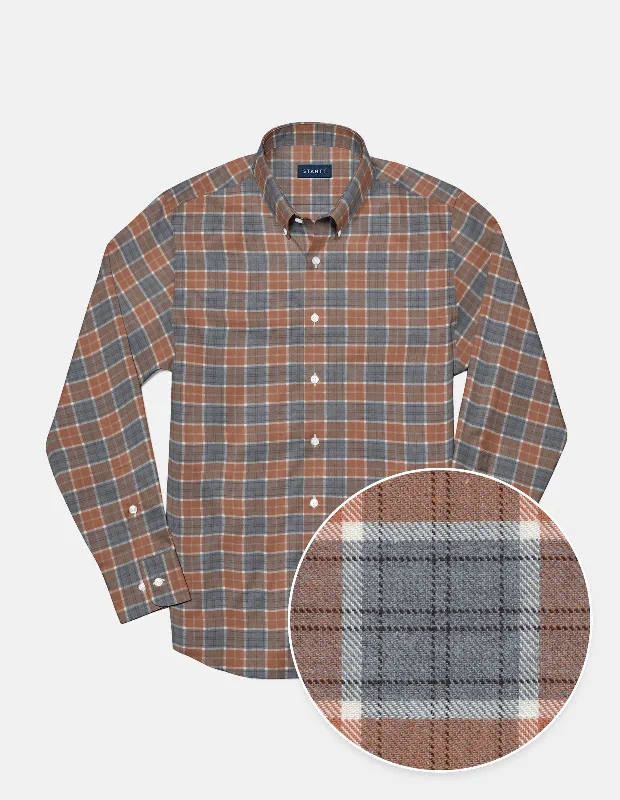 Burnt Orange Multi Stacked Plaid Cool Men's Distressed