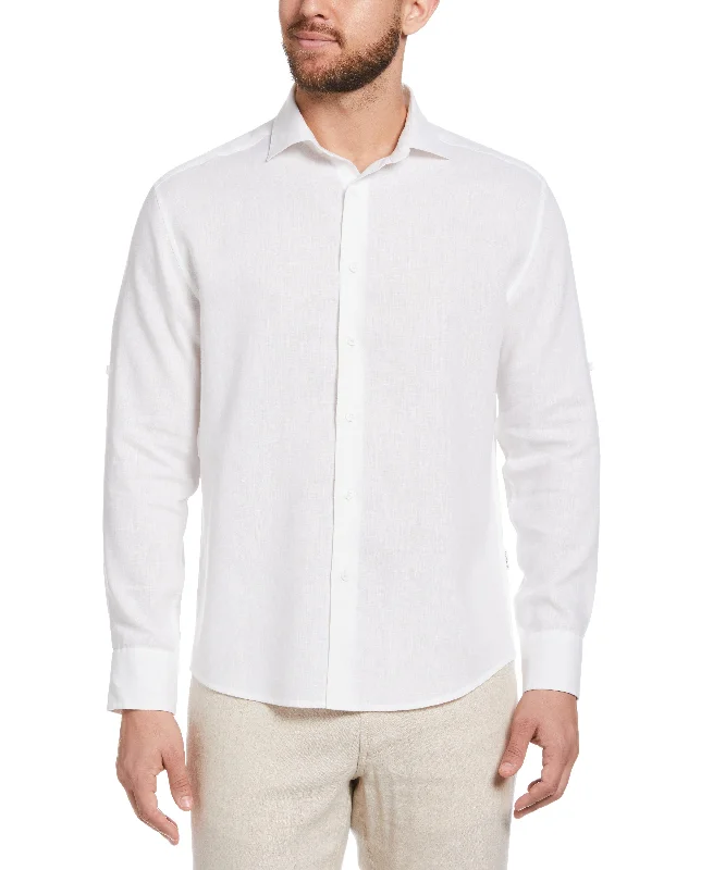 Travelselect™ Linen-Blend Rolled Sleeve Shirt Luxurious Men's High