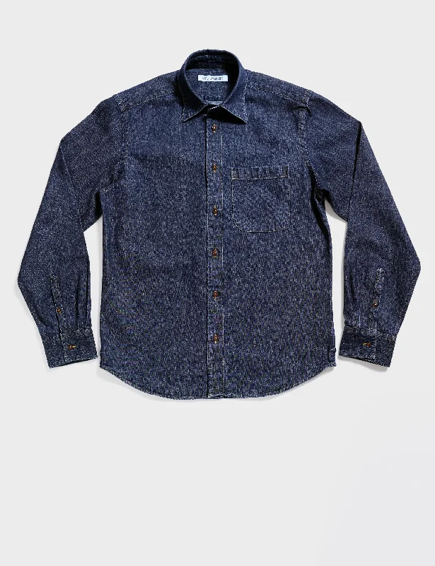 BKT14 Relaxed Shirt in Stonewashed Denim - Classic Indigo Hip Men's Retro