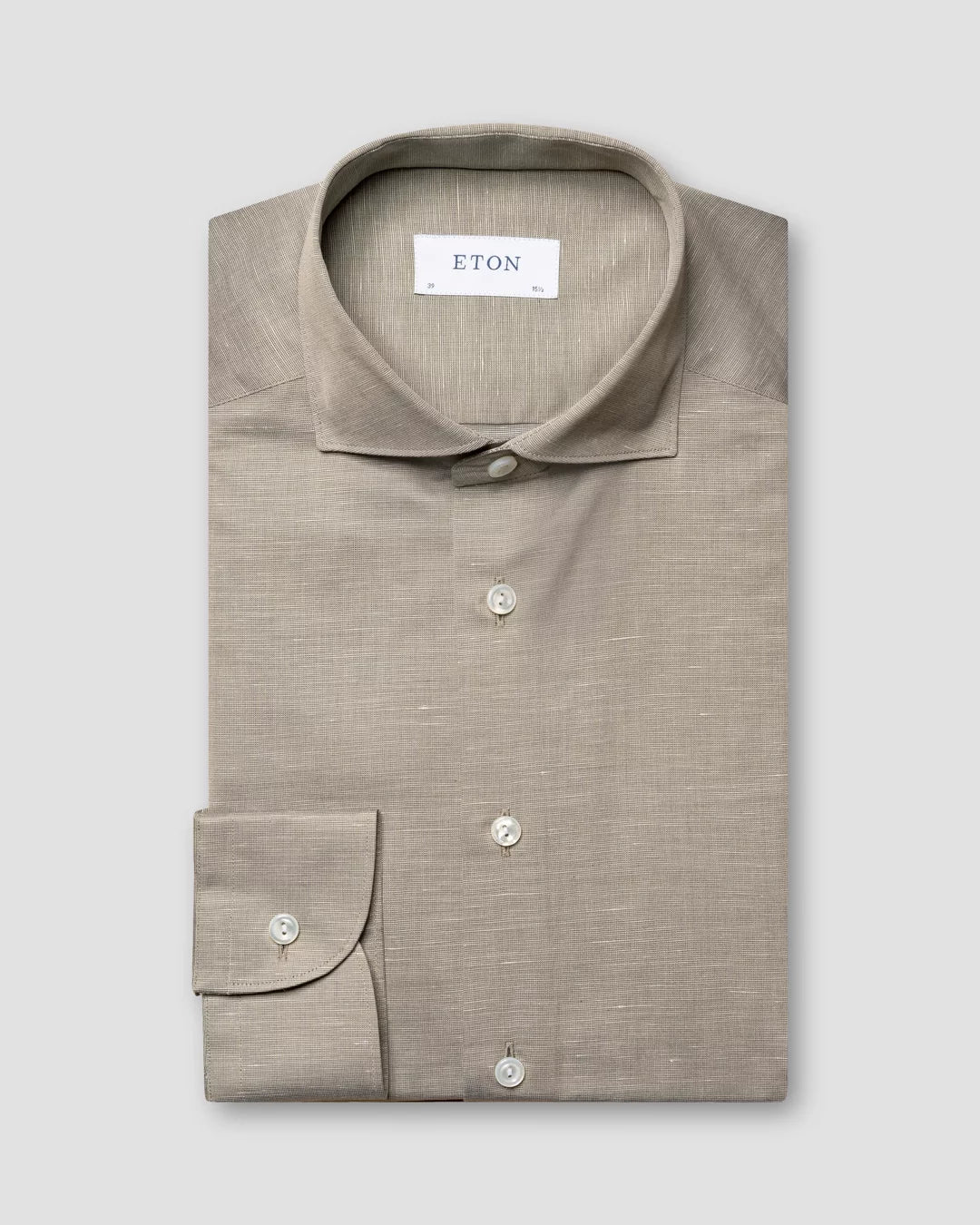 Green Solid Cotton-Linen Slim Fit Shirt - ETON Athletic Men's High