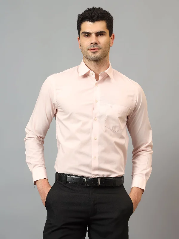 Men's Pink Formal Plain Full Sleeve Shirt Relaxed Men's Beach