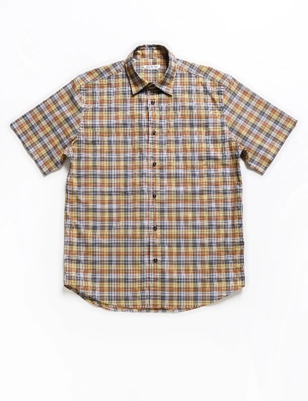 BKT14 Casual Shirt in '70s Check - Sepia Tone Stylish Men's Tropical 