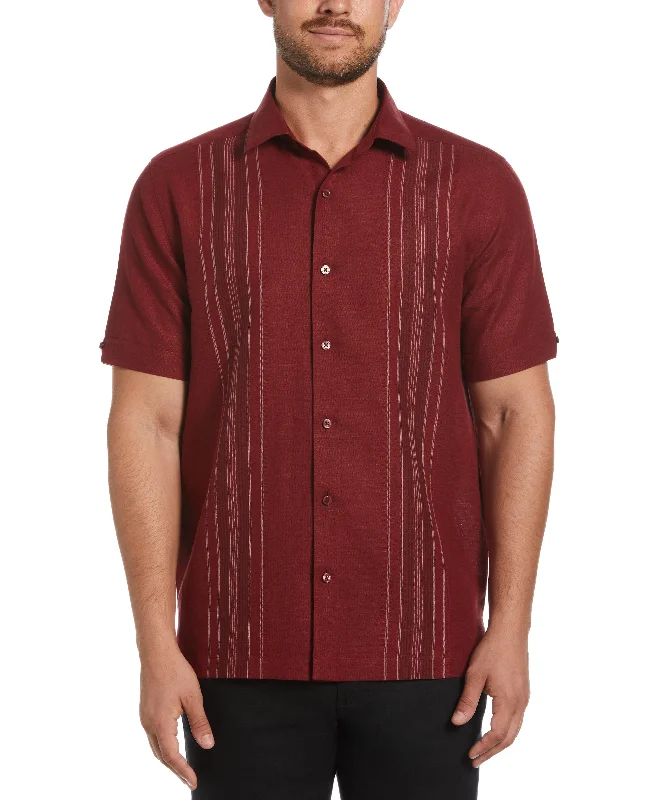 Linen Blend Yarn Dyed Panel Shirt Dynamic Men's High