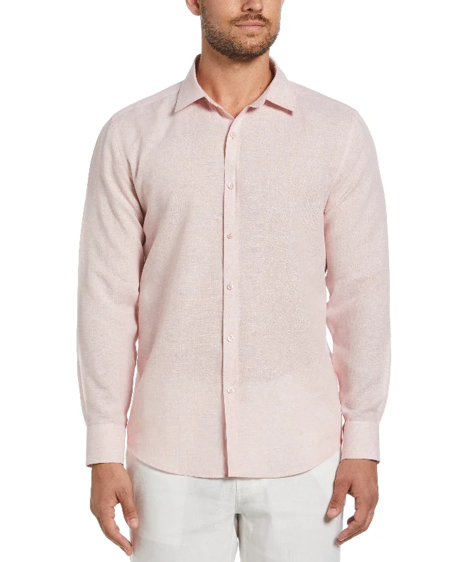 Travelselect™ Linen-Blend Long Sleeve Shirt Bold Men's Statement