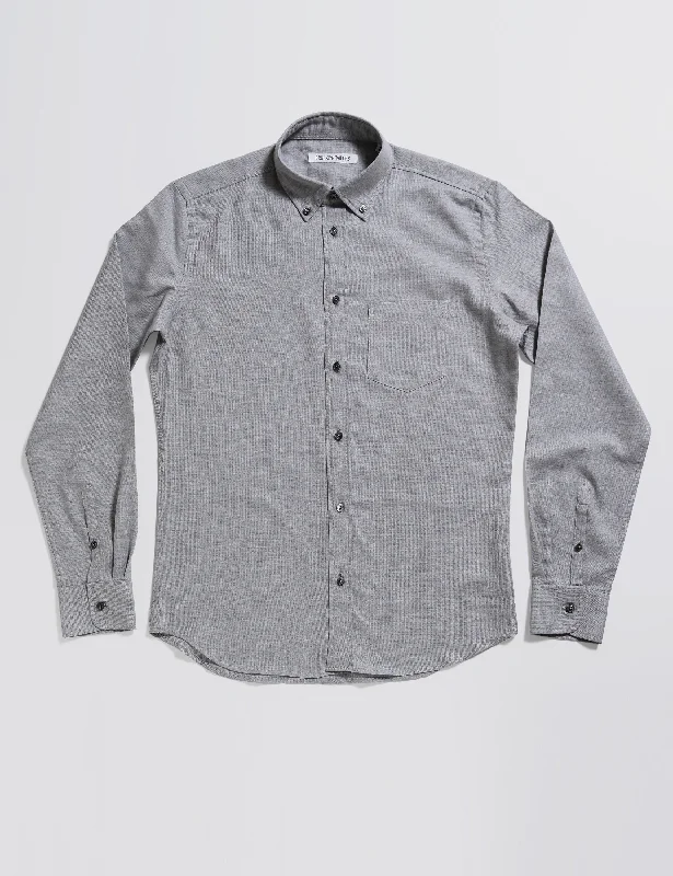 BKT10 Slim Casual Shirt in Cotton Cashmere Flannel - Winter Gray Organic