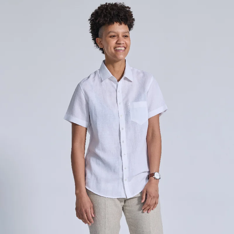 White Linen Short-Sleeve Shirt Bold Men's Statement