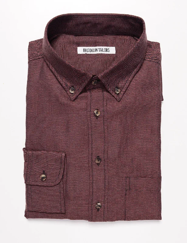 FINAL SALE: BKT10 Slim Casual Shirt in Soft Basketweave - Aged Brick Sleek Men's Contemporary 