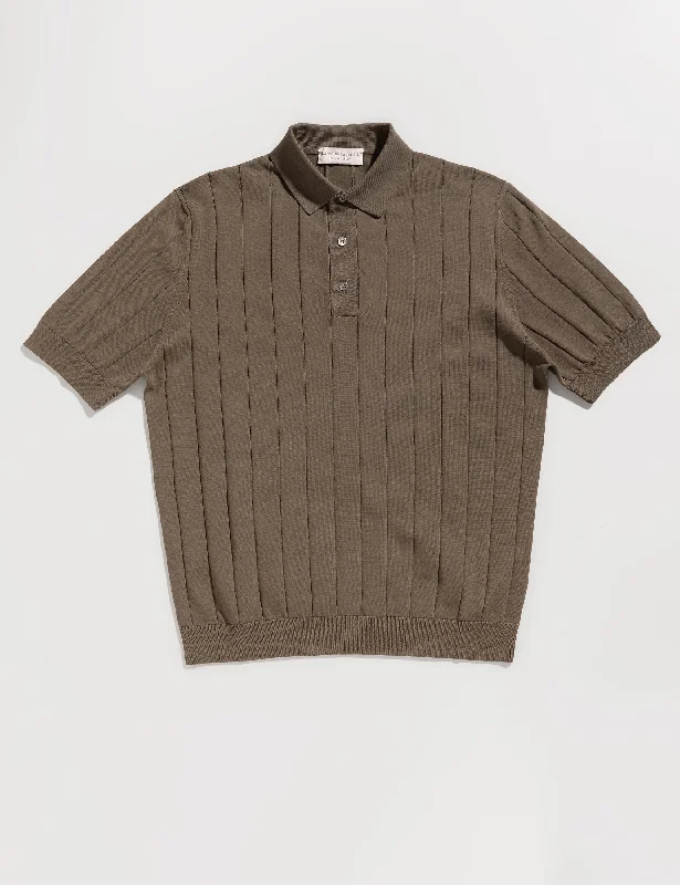 FINAL SALE: Solid Cotton Polo Shirt with Ribbing - Warm Charcoal Rugged Men's Outdoor 