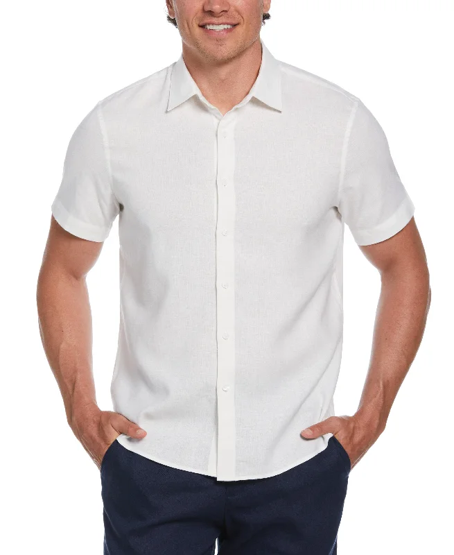 Solid Linen Blend Shirt Masculine Men's 