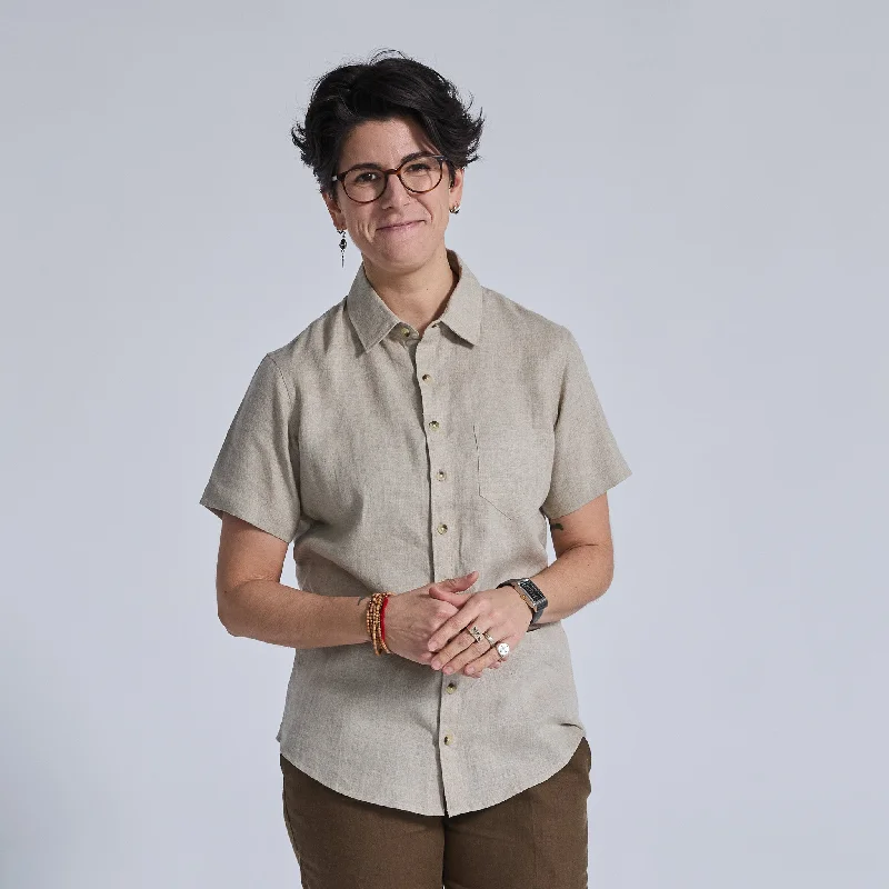 Sandstone Linen Short-Sleeve Shirt Confident Men's Power