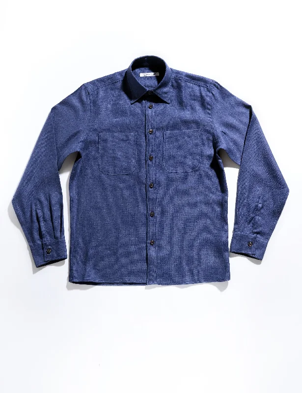 BKT16 Overshirt in Soft Flannel - Slate Blue Traditional Men's Wool