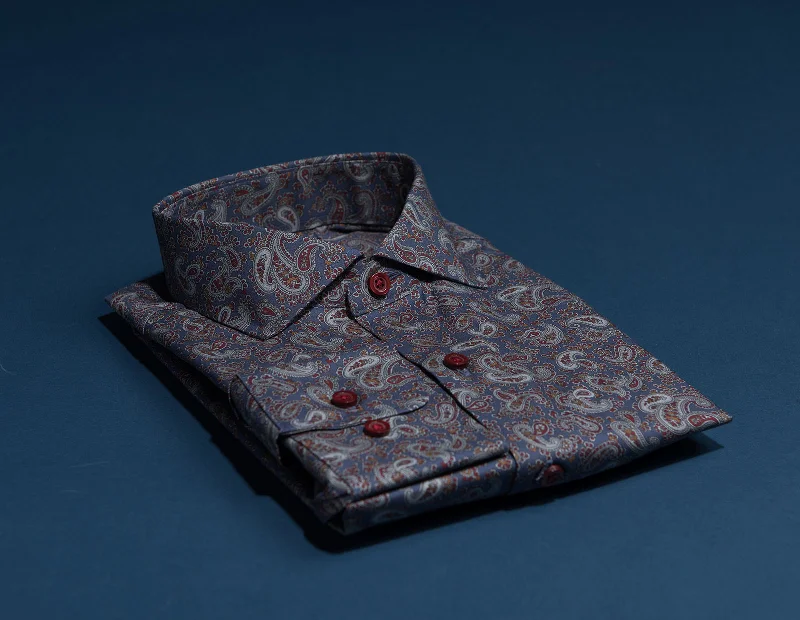 Fancy Navy and Rust Paisley Print Modern Men's Geometric