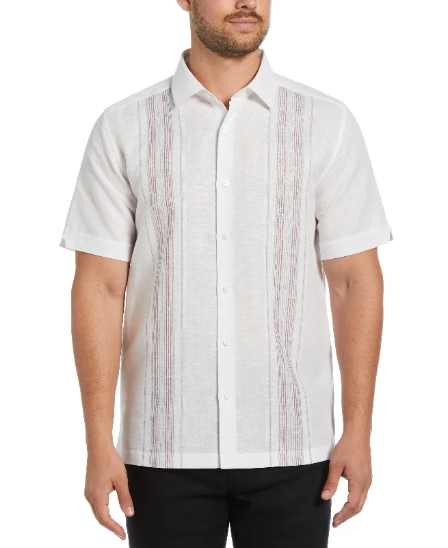 Linen Blend Yarn Dyed Panel Shirt Confident Men's High