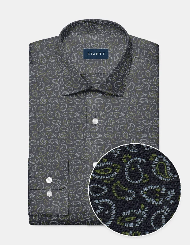 Ice Blue On Navy Fancy Paisley Print Trendy Men's Scandinavian