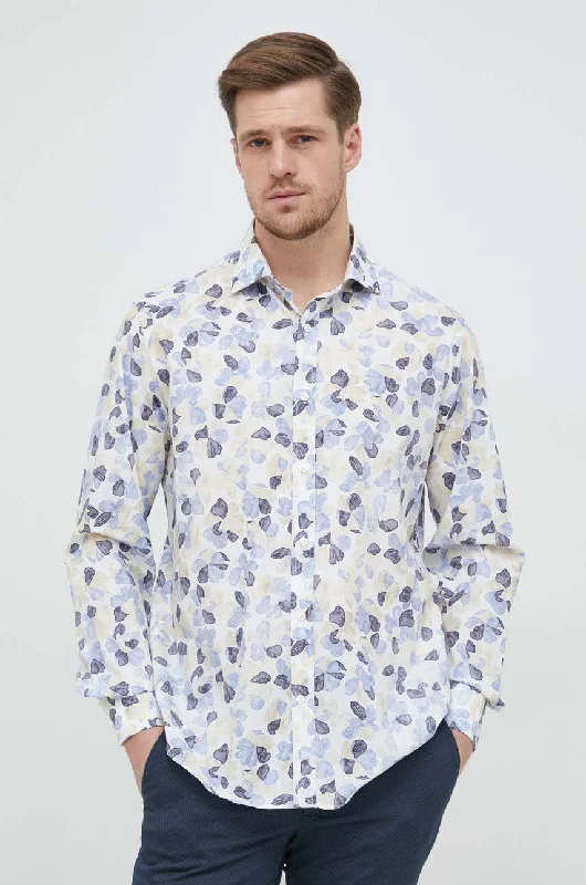 Blue Floral Poplin Casual Shirt - Paul & Shark Business