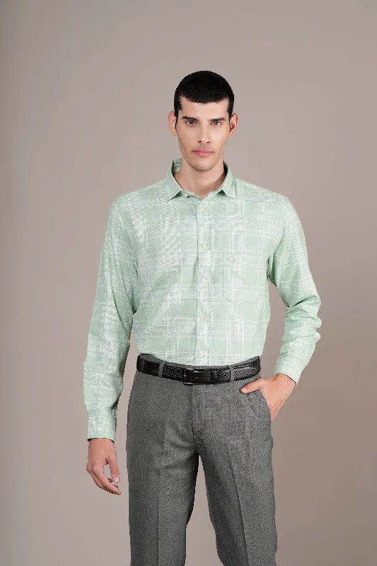 Men's Green Check Full Sleeves Casual Shirt Luxurious Men's High