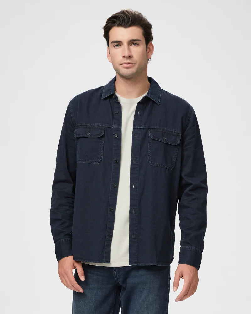 Abraham Denim Over-Shirt - Dark Blue - Paige Relaxed Men's Beach