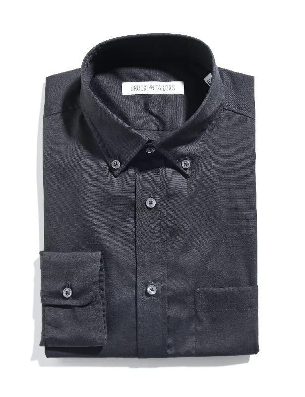 BKT10 Slim Casual Shirt in Cotton Poplin - Black Masculine Men's 