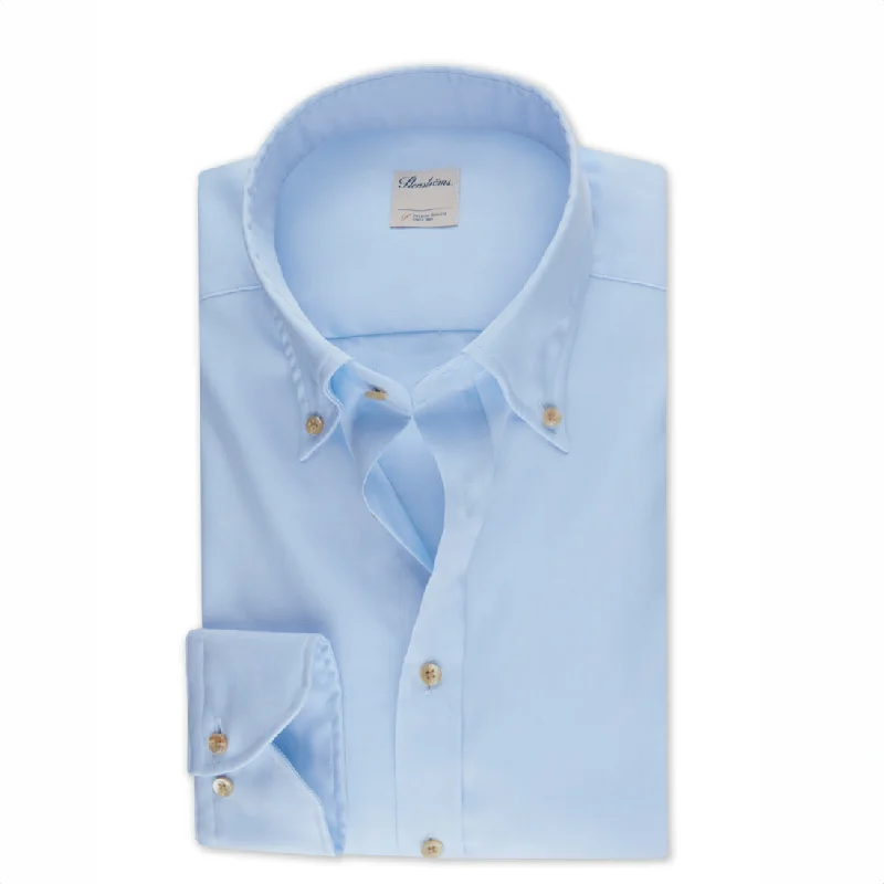 Casual Light Blue Oxford Slimline Shirt - Stenströms Dynamic Men's Moto