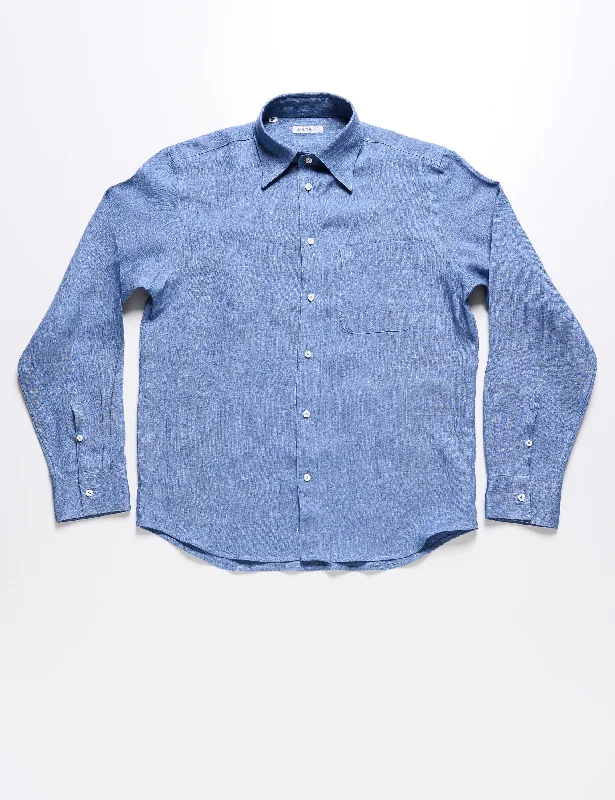 FINAL SALE: BKT14 Relaxed Casual Shirt in Linen Twill - Stonewash Lumberjack