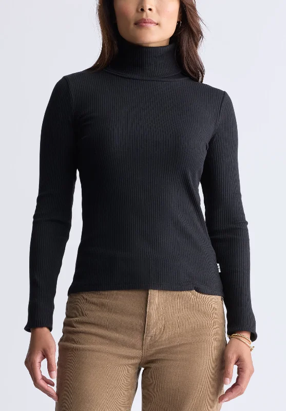 Mavra Women's Ribbed Turtleneck Top, Black - KT0164H Confident Men's Power