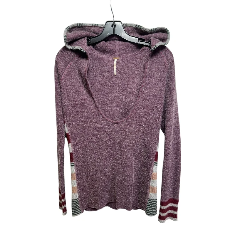 Hooded Pullover Sweater By Free People In Purple, Size: L Casual Men's Short