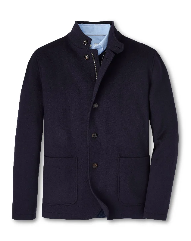 Peter Millar Crown Flex Fleece Zip Blazer in Navy Business