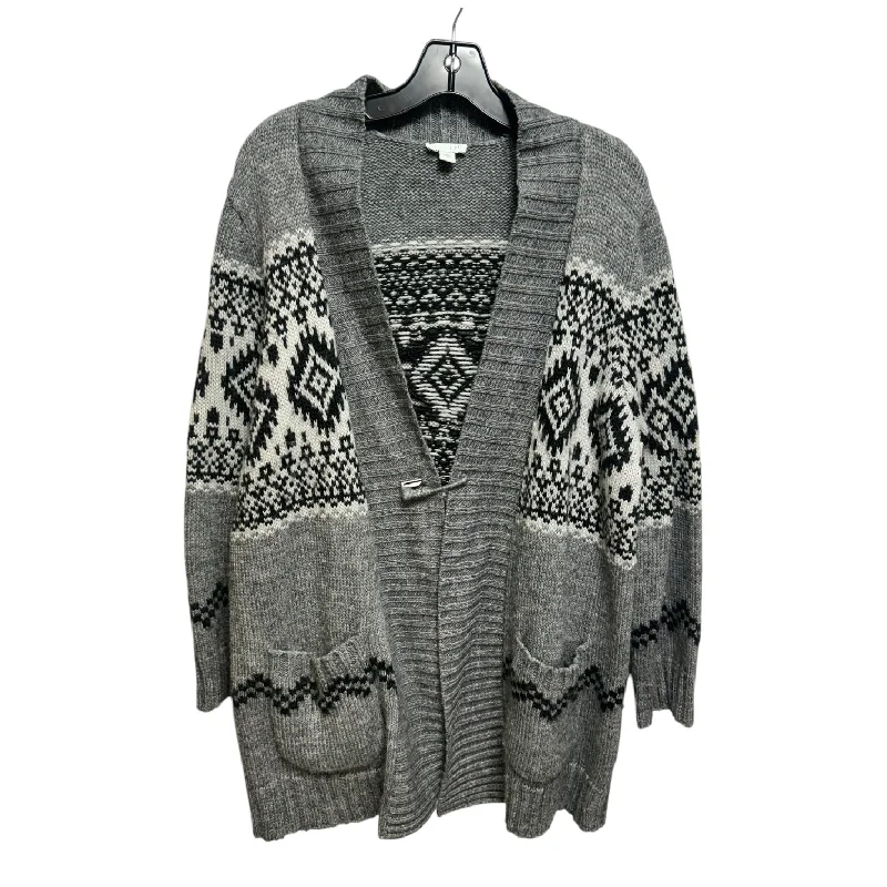 Sweater Cardigan By J. Jill In Black & Grey, Size: M Cozy Men's Winter