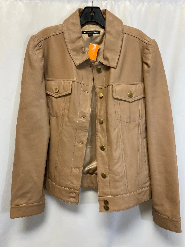 Jacket Leather By Boston Proper In Brown, Size: Xl Modern Men's Geometric