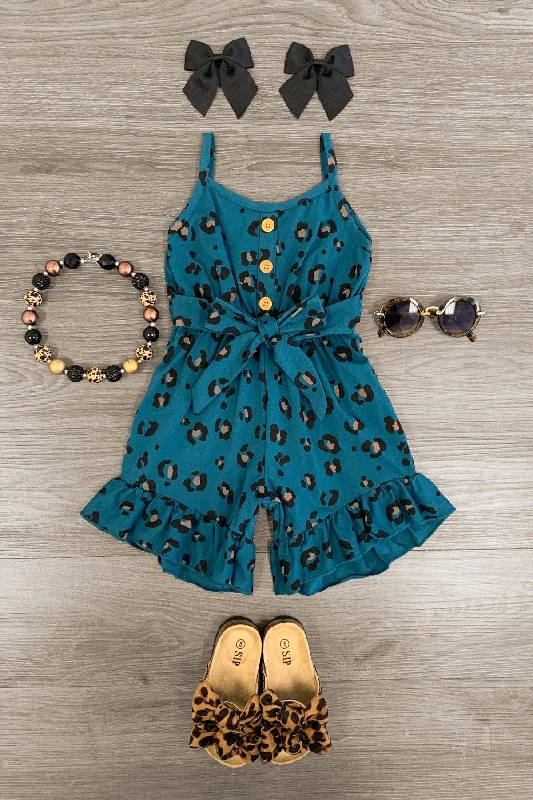 Dark Teal Leopard Tank Romper Cool Men's Skate