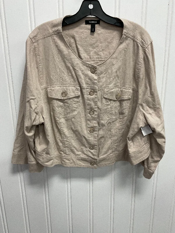 Jacket Shirt By Torrid In Tan, Size:3X Trendy Men's Bucket