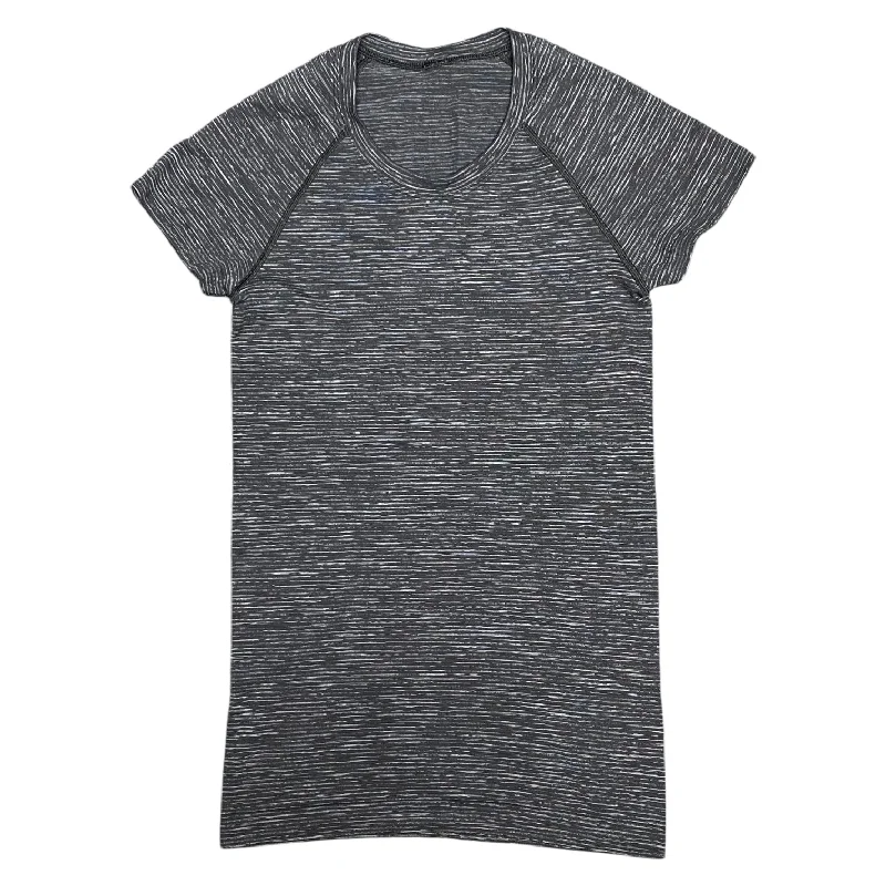 Athletic Top Short Sleeve By Lululemon In Grey & White, Size: S Laid