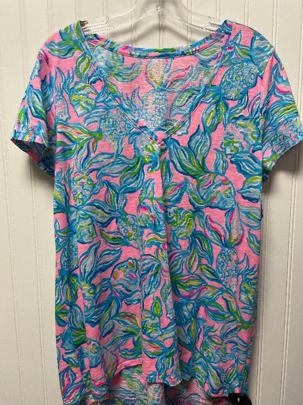 Top Short Sleeve Designer By Lilly Pulitzer In Pink, Size: L Tough Men's Military