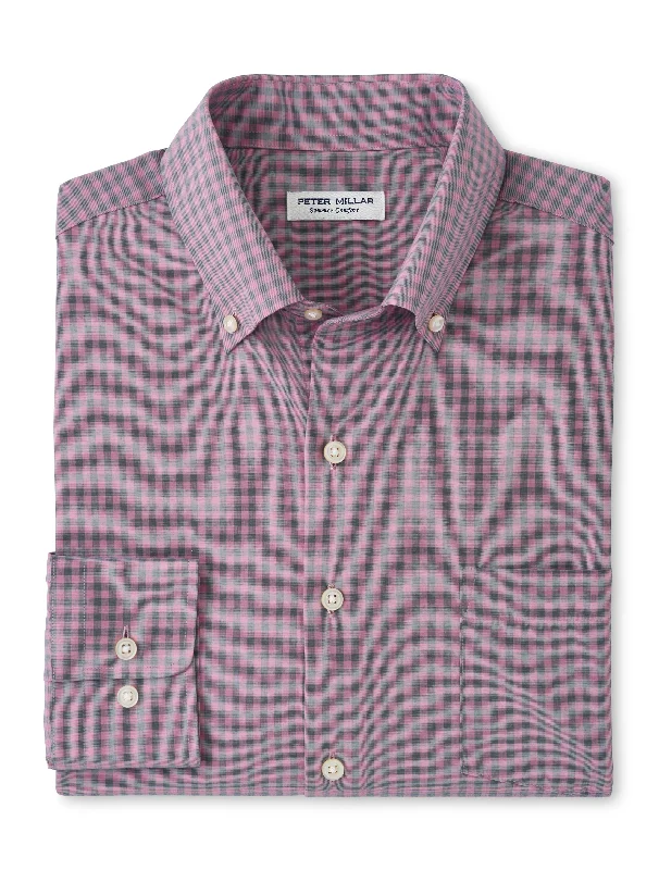 Peter Millar Murray Performance Poplin Sport Shirt in Rosewood Luxurious Men's High