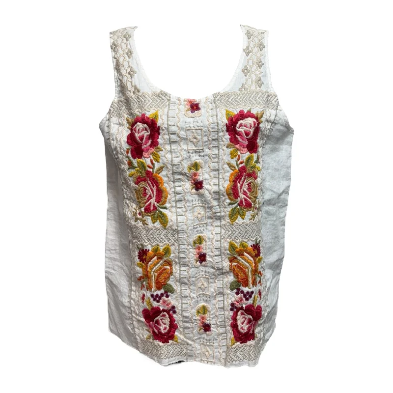 Embroidered Linen Top Sleeveless By Johnny Was In White, Size: Xs Cool Men's Skate