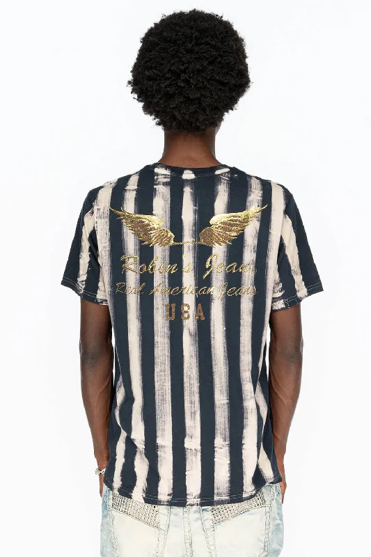 PRISONER BLACK/WHITE T-SHIRT  WITH GOLD WING Dynamic Men's Moto