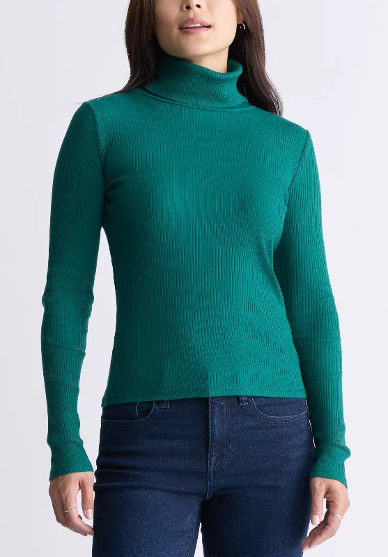 Mavra Women's Long-Sleeve Turtleneck Top, Forest Green - KT0164F Bold Men's Animal