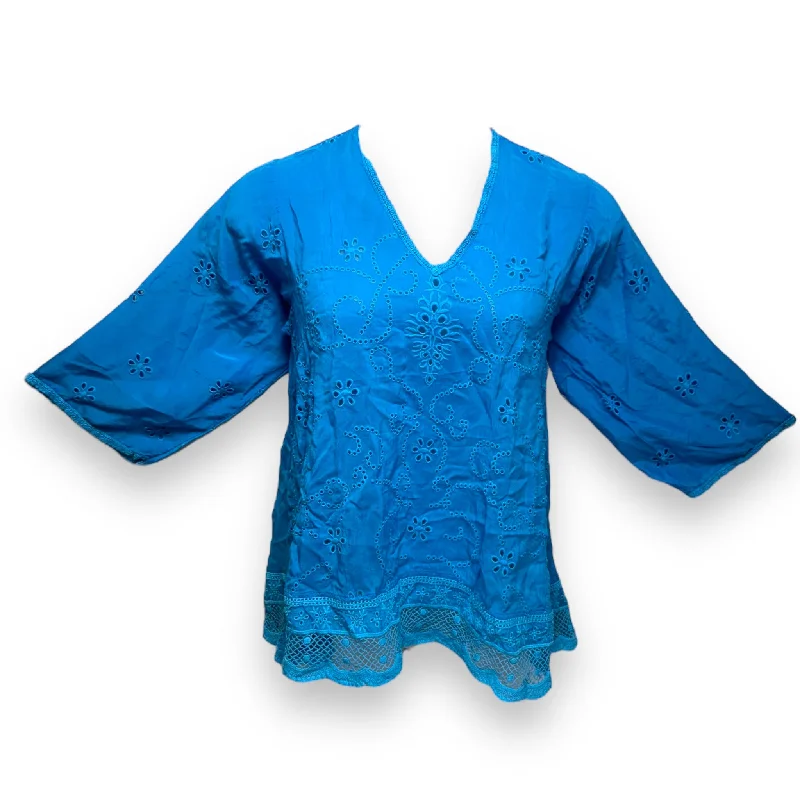 Top Long Sleeve By Johnny Was In Blue, Size: Xs Monochromatic All