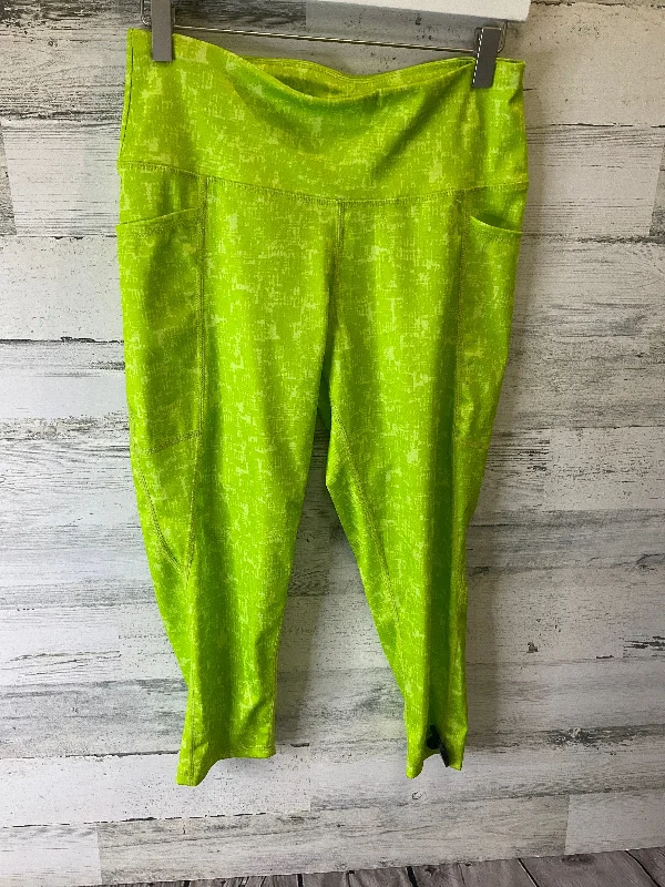 Green Athletic Leggings Capris Adrienne Vittadini, Size L Dynamic Men's Glow