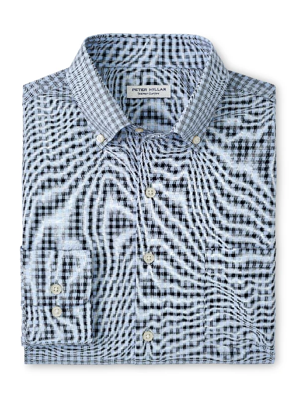 Peter Millar Murray Performance Poplin Sport Shirt in Navy Artistic Men's Avant