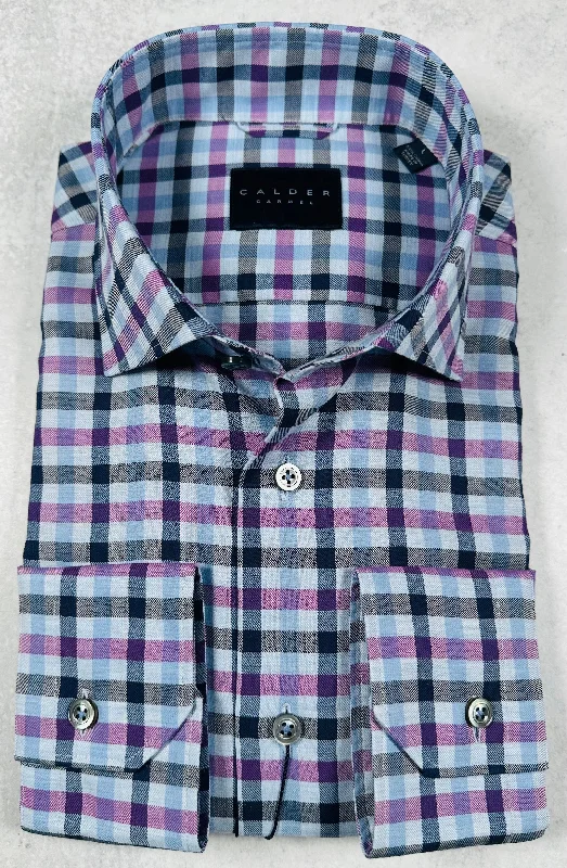 Calder Carmel Melange Twill Exploded Gingham Sport Shirt in Lavender Hip Men's Retro