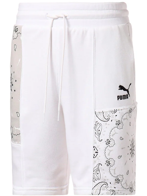 Mens Drawstring Hem Graphic Casual Shorts Luxurious Men's High