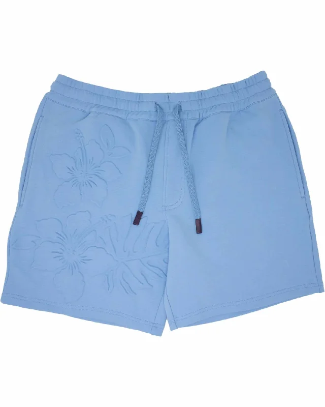 Silus Embossed Interlock Shorts In Blue Laid