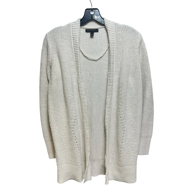 Sweater Cardigan By Banana Republic In Silver & White, Size: S Sophisticated Men's French