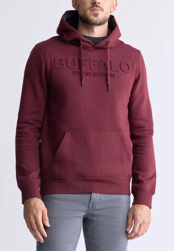 Fadol Men's Embossed Logo Hooded Sweatshirt, Dark red - BPM13610V Dynamic Men's Moto