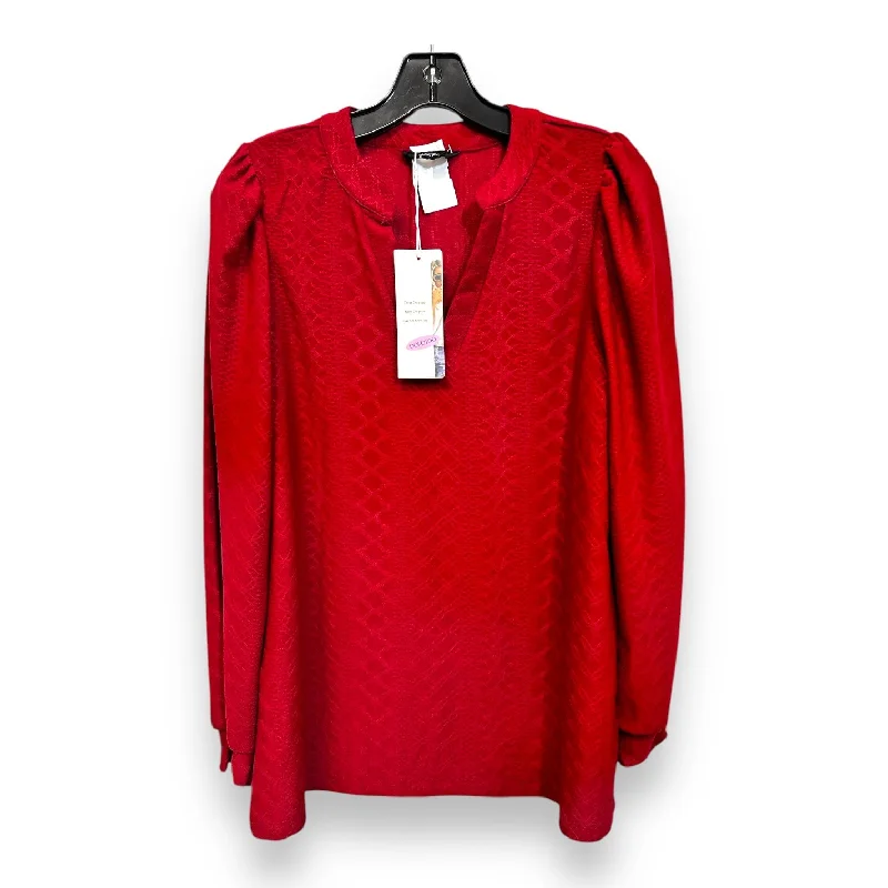 Top Long Sleeve By Cmf In Red, Size: S Monochromatic Office Style