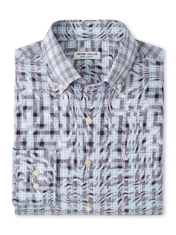 Peter Millar Watson Performance Poplin Sport Shirt in Galaxy Gym