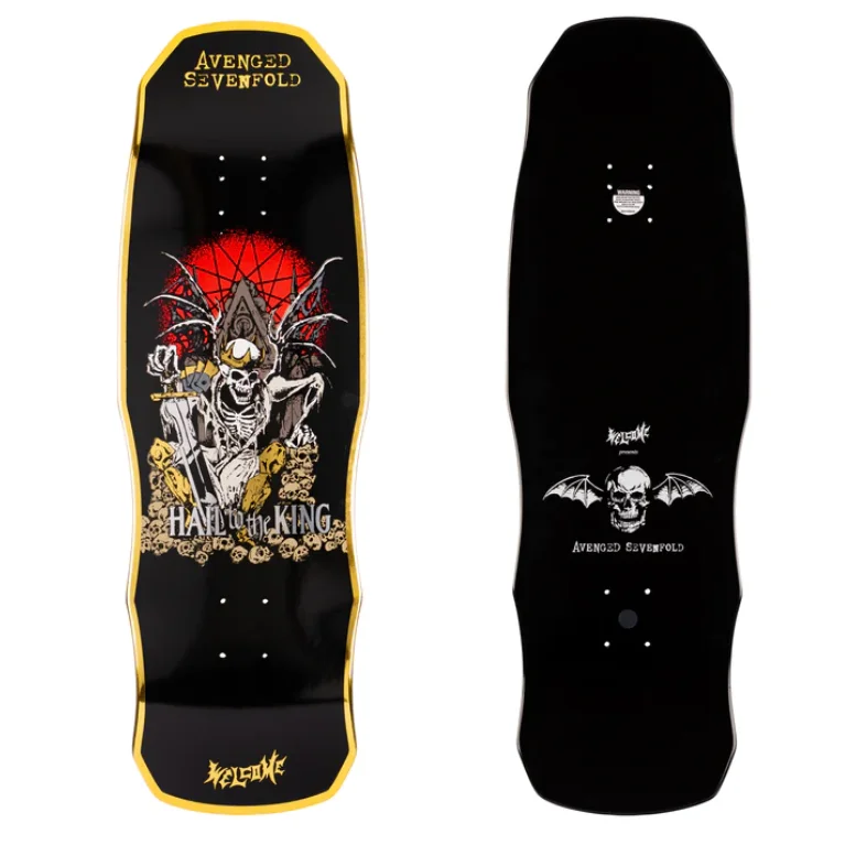 Welcome Hail to the King on Dark Lord Skateboard Deck - 9.75" Sleek Men's Metallic